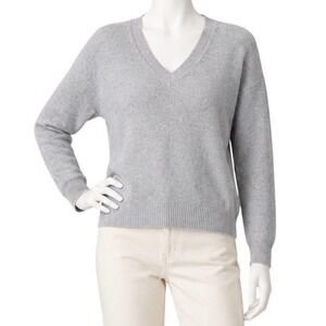 J.‎ CREW 100% Cashmere Heather Gray V-Neck Sweater Luxury Minimalist Cozy | Sz M